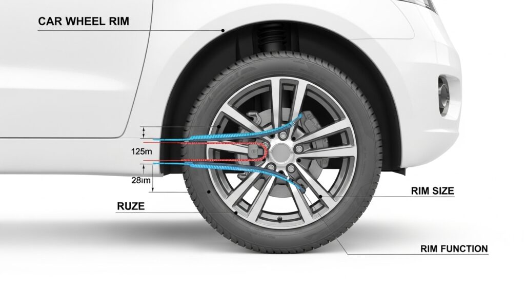 Detailed diagram of a car wheel rim showing its structure and function in holding the tire securely in place.