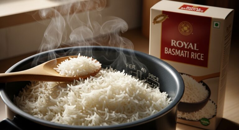 basmati rice in a rice cooker